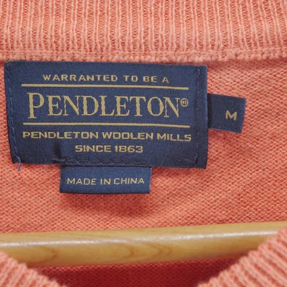 Pendleton Orange Mens V Neck Knit Pullover‎ Sweater Size Medium - Picture 3 of 7